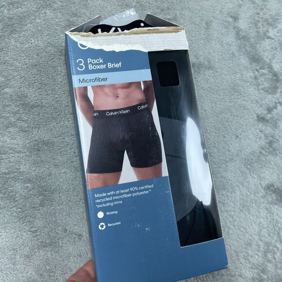 Calvin Klein Microfiber 3 Pack Boxer Brief Black/Grey Medium a1488 - Picture 1 of 7